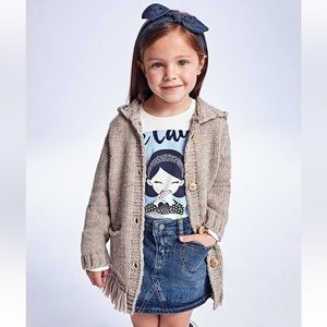 Mayoral girl fringed hooded long cardigan